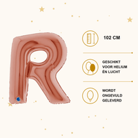 Letter Ballon R Rose Goud - 102 cm - Ballonnenshop.nl