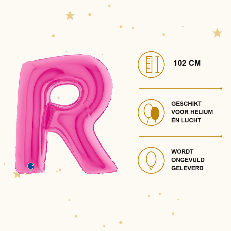 Letter Ballon R Roze - 102 cm - Ballonnenshop.nl