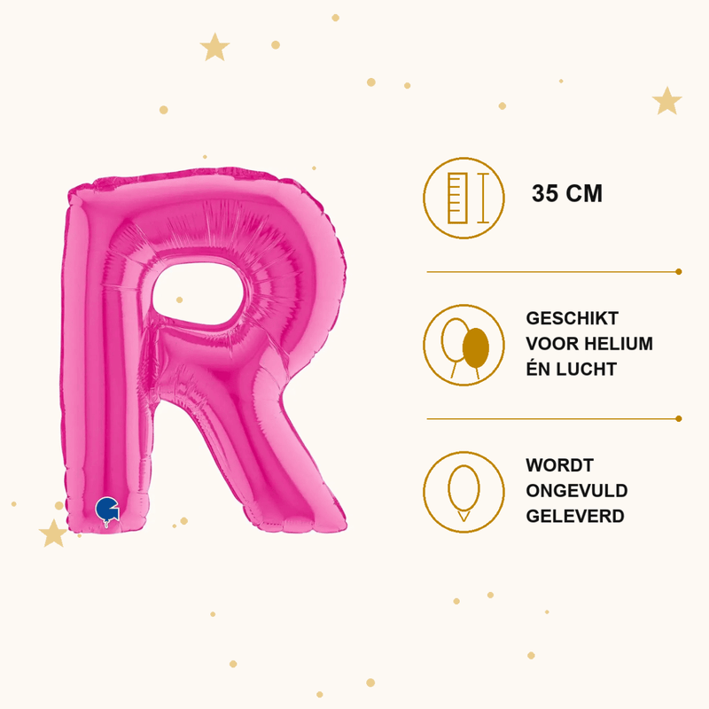 Letter Ballon R Roze - 35 cm - Ballonnenshop.nl