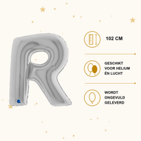 Letter Ballon R Zilver 102 cm - Ballonnenshop.nl