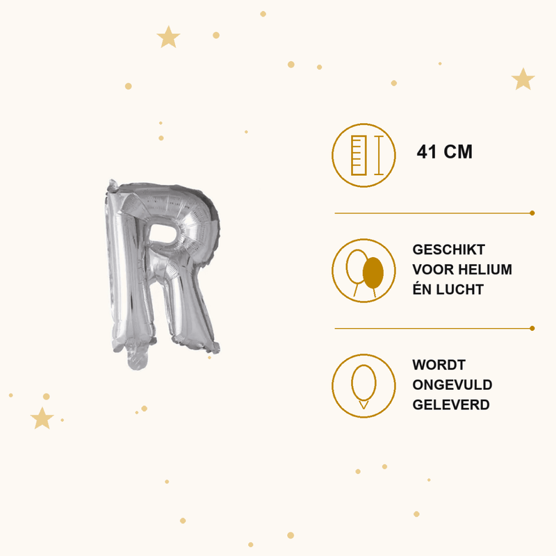 Letter Ballon R Zilver - 41 cm - Ballonnenshop.nl