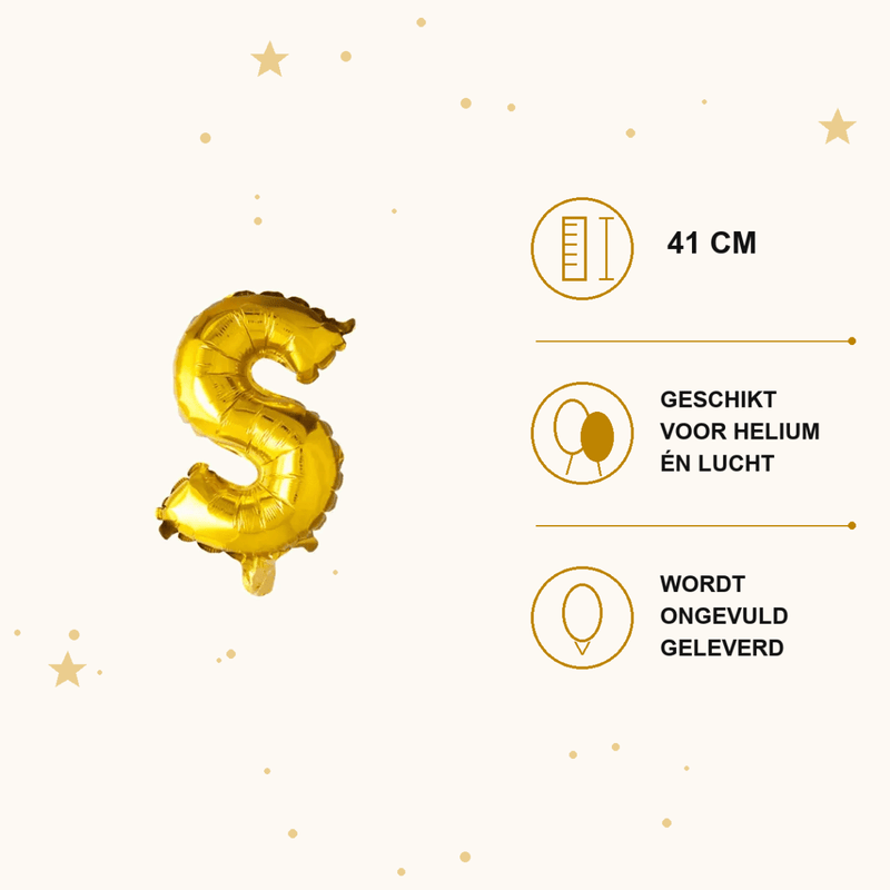 Letter Ballon S Goud - 41 cm - Ballonnenshop.nl