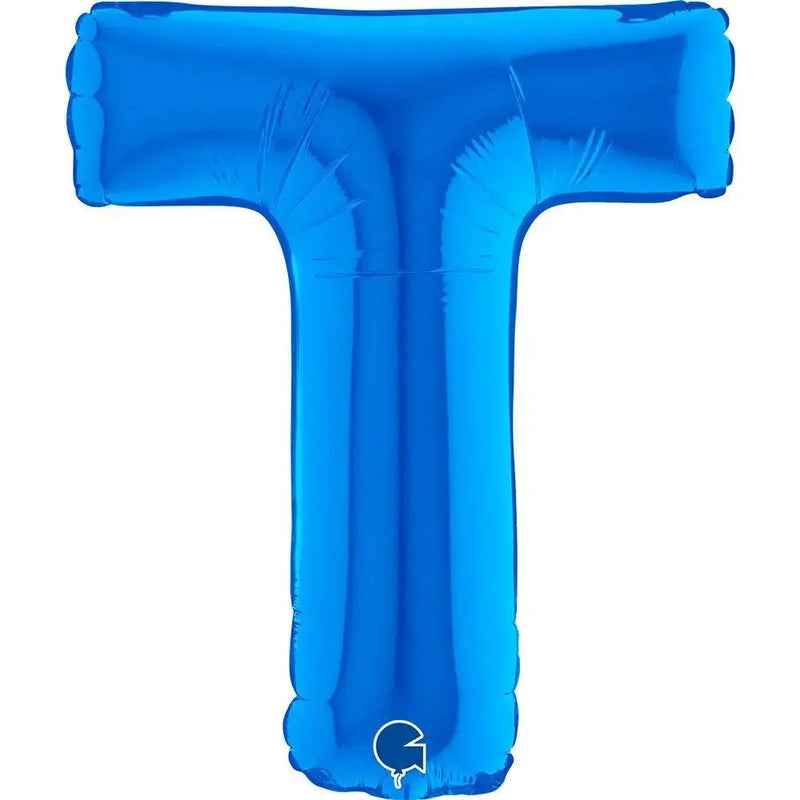 Letter Ballon T Blauw - 35 cm - Ballonnenshop.nl