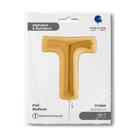 Letter Ballon T Goud 102 cm - Ballonnenshop.nl