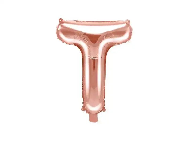 Letter Ballon T Rose Goud - 35 cm - Ballonnenshop.nl