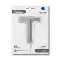 Letter Ballon T Zilver 102 cm - Ballonnenshop.nl