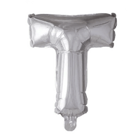 Letter Ballon T Zilver - 41 cm - Ballonnenshop.nl