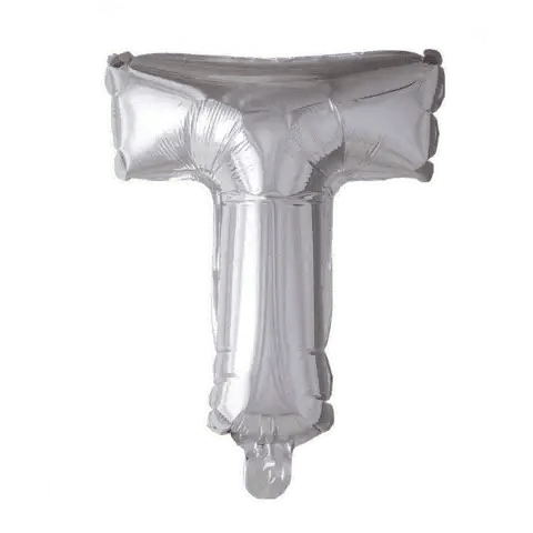 Letter Ballon T Zilver - 41 cm - Ballonnenshop.nl