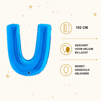 Letter Ballon U Blauw - 102 cm - Ballonnenshop.nl