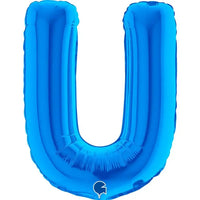 Letter Ballon U Blauw - 35 cm - Ballonnenshop.nl
