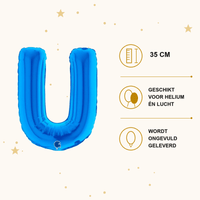 Letter Ballon U Blauw - 35 cm - Ballonnenshop.nl