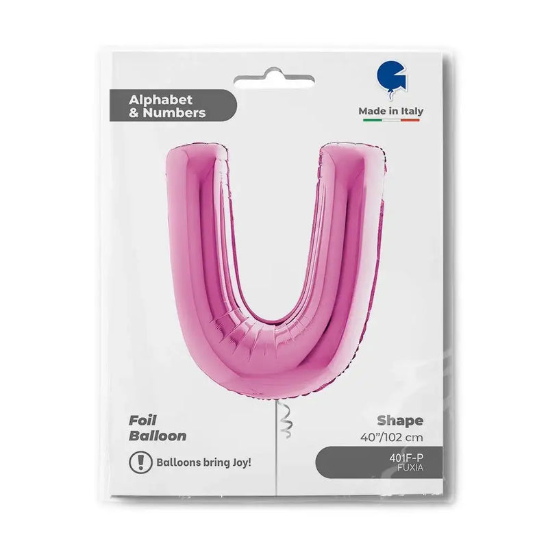 Letter Ballon U Roze - 102 cm - Ballonnenshop.nl