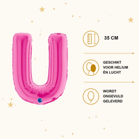 Letter Ballon U Roze - 35 cm - Ballonnenshop.nl