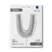 Letter Ballon U Zilver 102 cm - Ballonnenshop.nl