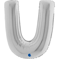 Letter Ballon U Zilver 102 cm - Ballonnenshop.nl