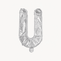 Letter Ballon U Zilver - 35 cm - Ballonnenshop.nl