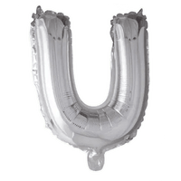Letter Ballon U Zilver - 41 cm - Ballonnenshop.nl