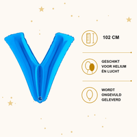 Letter Ballon V Blauw - 102 cm - Ballonnenshop.nl