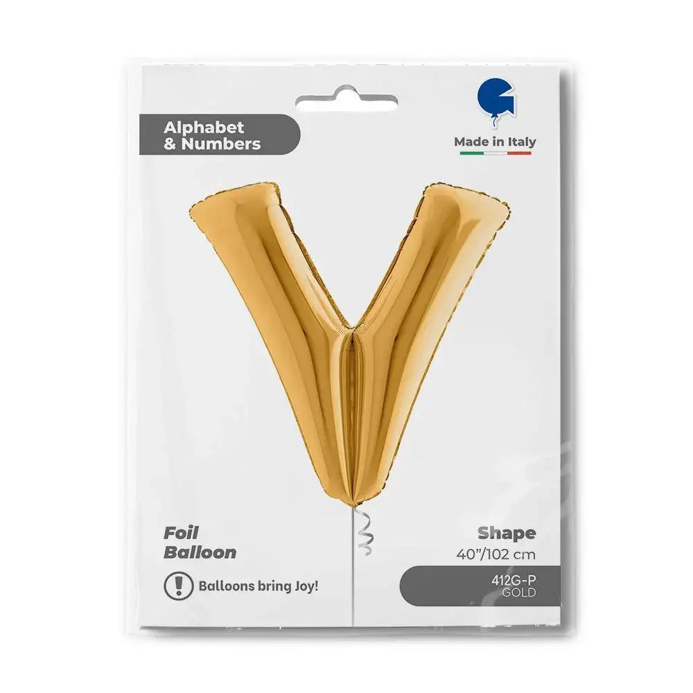Letter Ballon V Goud 102 cm - Ballonnenshop.nl