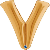 Letter Ballon V Goud 102 cm - Ballonnenshop.nl