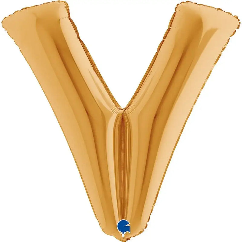 Letter Ballon V Goud 102 cm - Ballonnenshop.nl