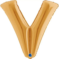 Letter Ballon V Goud 102 cm - Ballonnenshop.nl