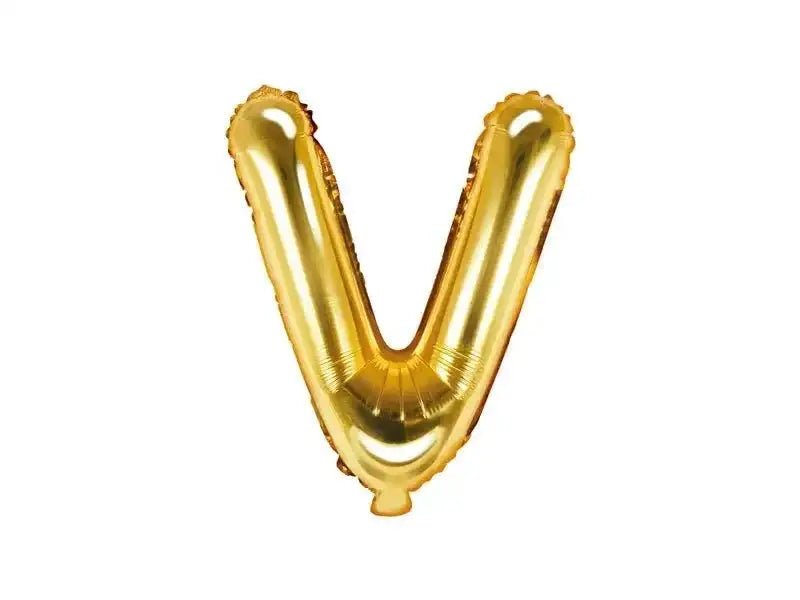 Letter Ballon V Goud - 35 cm - Ballonnenshop.nl