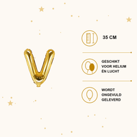Letter Ballon V Goud - 35 cm - Ballonnenshop.nl