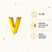 Letter Ballon V Goud - 41 cm - Ballonnenshop.nl