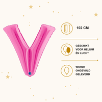 Letter Ballon V Roze - 102 cm - Ballonnenshop.nl