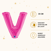 Letter Ballon V Roze - 35 cm - Ballonnenshop.nl