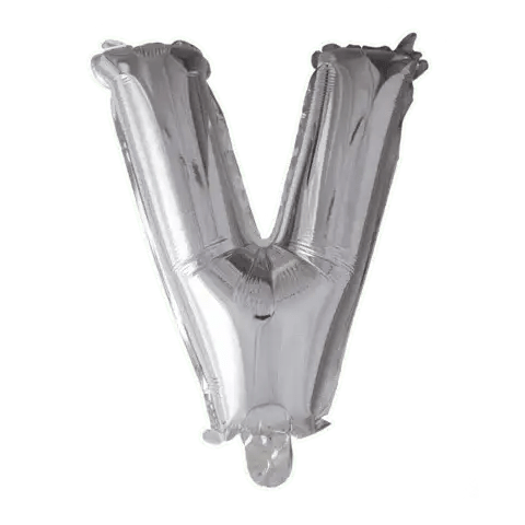 Letter Ballon V Zilver - 41 cm - Ballonnenshop.nl