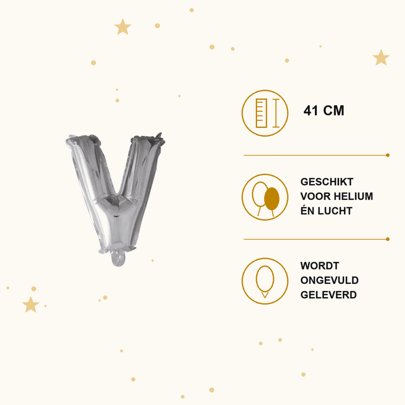 Letter Ballon V Zilver - 41 cm - Ballonnenshop.nl