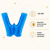 Letter Ballon W Blauw - 102 cm - Ballonnenshop.nl