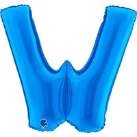 Letter Ballon W Blauw - 102 cm - Ballonnenshop.nl