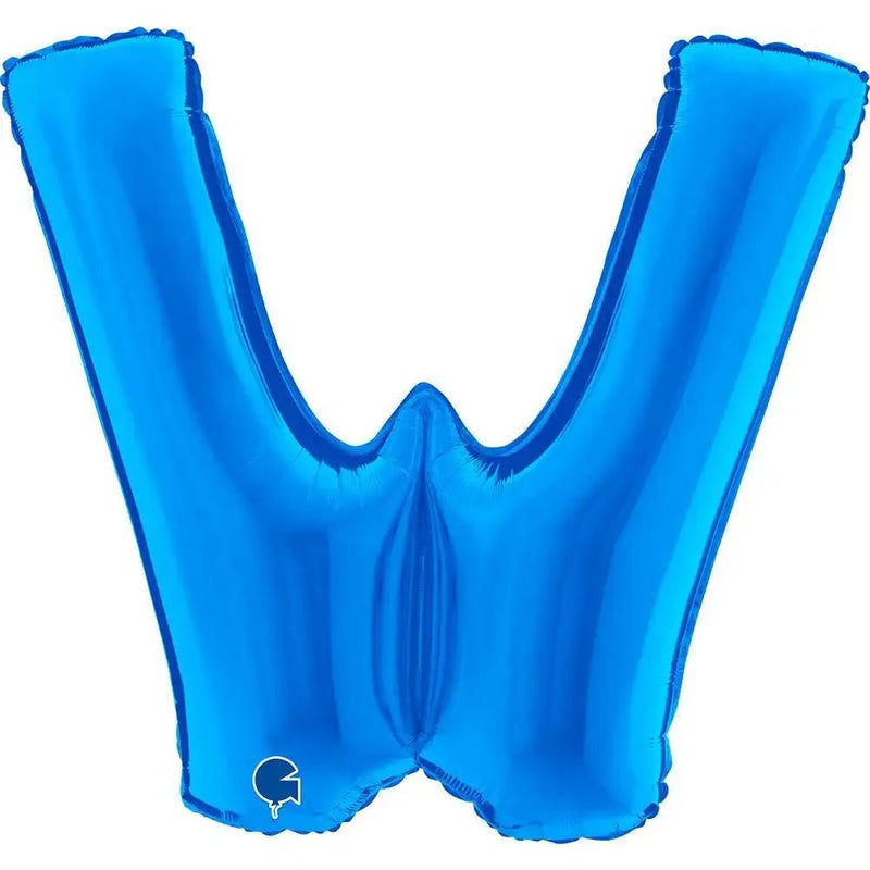 Letter Ballon W Blauw - 102 cm - Ballonnenshop.nl