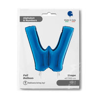 Letter Ballon W Blauw - 102 cm - Ballonnenshop.nl