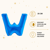 Letter Ballon W Blauw - 35 cm - Ballonnenshop.nl