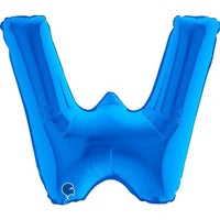 Letter Ballon W Blauw - 35 cm - Ballonnenshop.nl