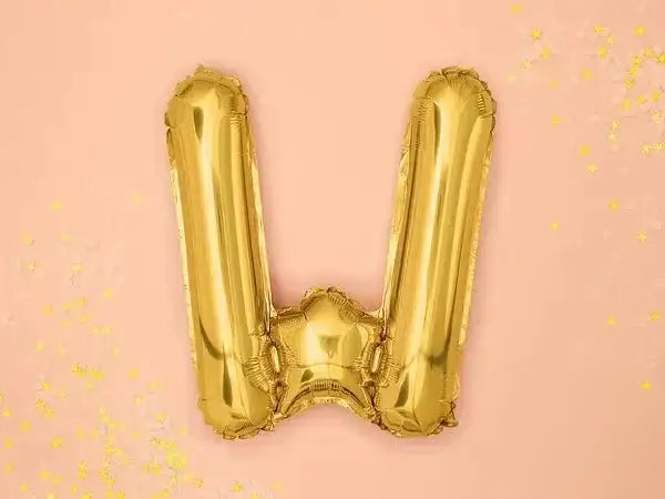 Letter Ballon W Goud - 35 cm - Ballonnenshop.nl