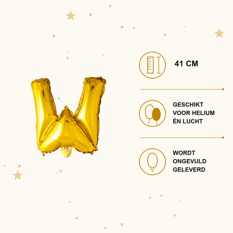 Letter Ballon W Goud - 41 cm - Ballonnenshop.nl