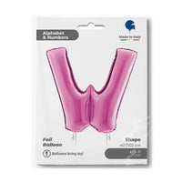 Letter Ballon W Roze - 102 cm - Ballonnenshop.nl