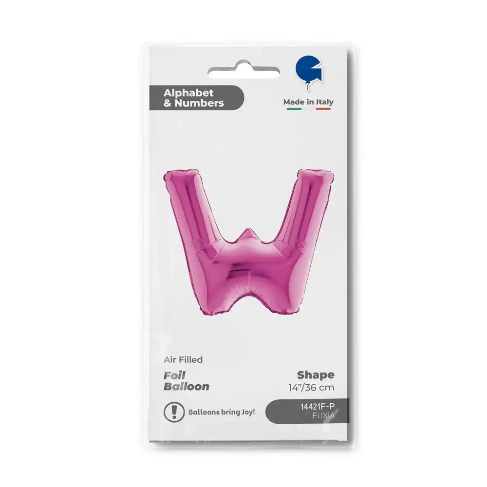 Letter Ballon W Roze - 35 cm - Ballonnenshop.nl
