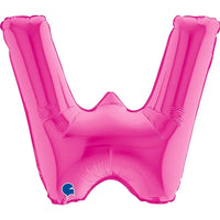 Letter Ballon W Roze - 35 cm - Ballonnenshop.nl