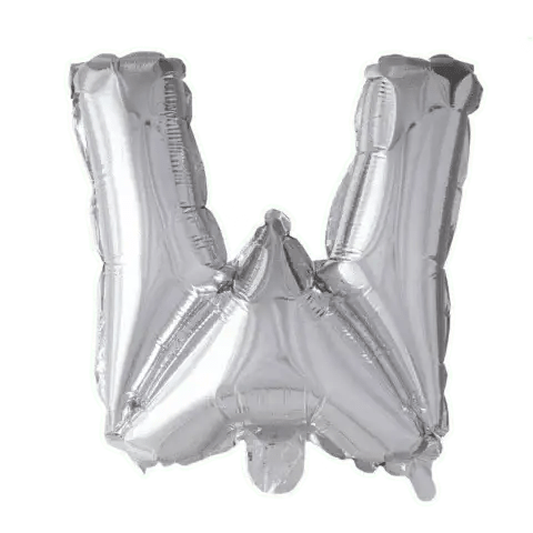 Letter Ballon W Zilver - 41 cm - Ballonnenshop.nl