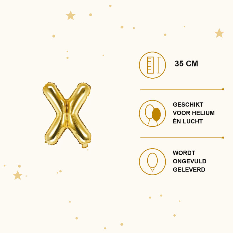 Letter Ballon X Goud - 35 cm - Ballonnenshop.nl