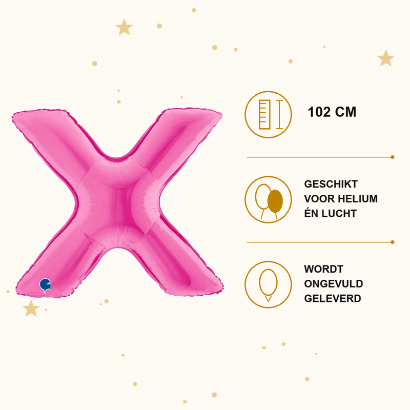 Letter Ballon X Roze - 102 cm - Ballonnenshop.nl