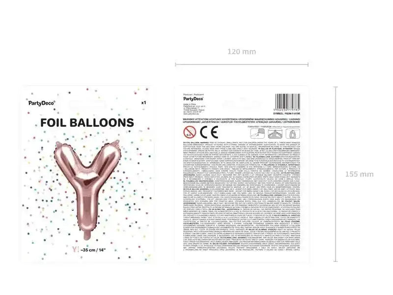 Letter Ballon Y Rose Goud - 35 cm - Ballonnenshop.nl