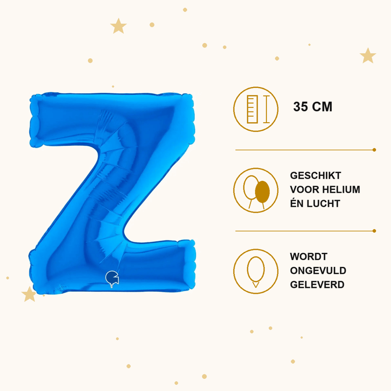 Letter Ballon Z Blauw - 35 cm - Ballonnenshop.nl