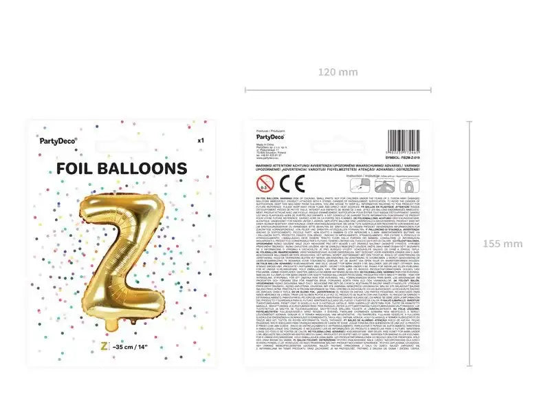 Letter Ballon Z Goud - 35 cm - Ballonnenshop.nl